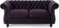 Christopher Knight Home Karen Traditional Chesterfield Loveseat Sofa, BlackBerry and Dark Brown, 61.75 x 33.75 x 27.75