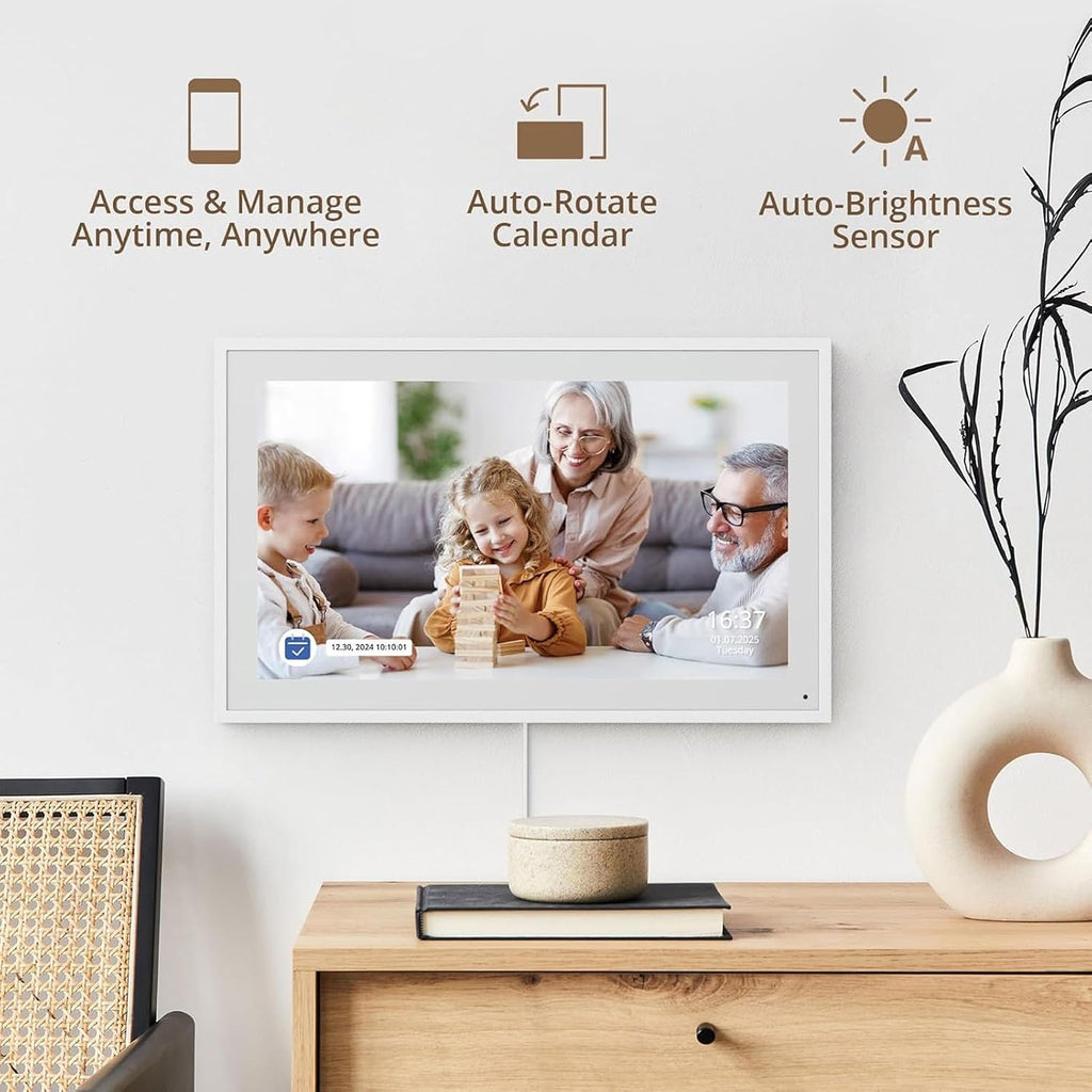Vikye 15.6 Inch Smart Digital Calendar & Chore Chart, HD Touchscreen Interactive Display, Digital Picture Frame for Seamless Scheduling, 2+32G with APP (US Plug 100‑240V)