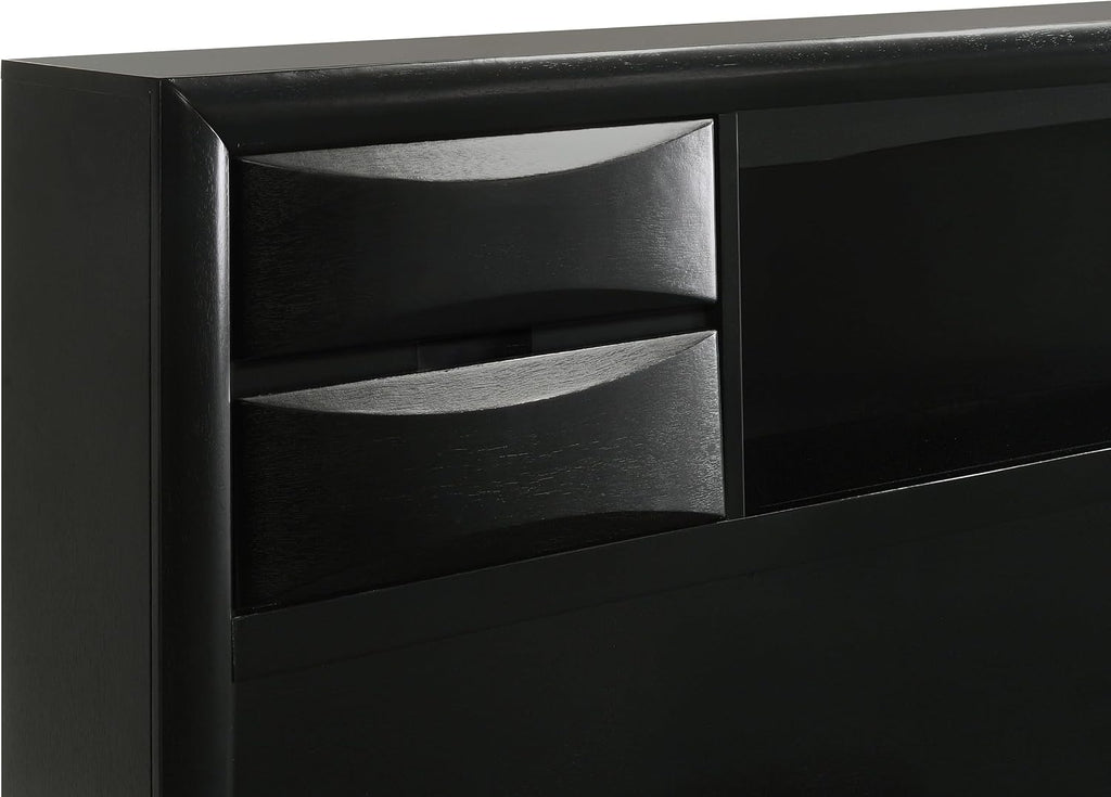Coaster Home Furnishings - Briana - Wood - Eastern King Platform Storage Bed with Bookcase Headboard, 8 Drawers, Drop-Down Compartments, Transitional Style - Bedroom - Black - 202701KE