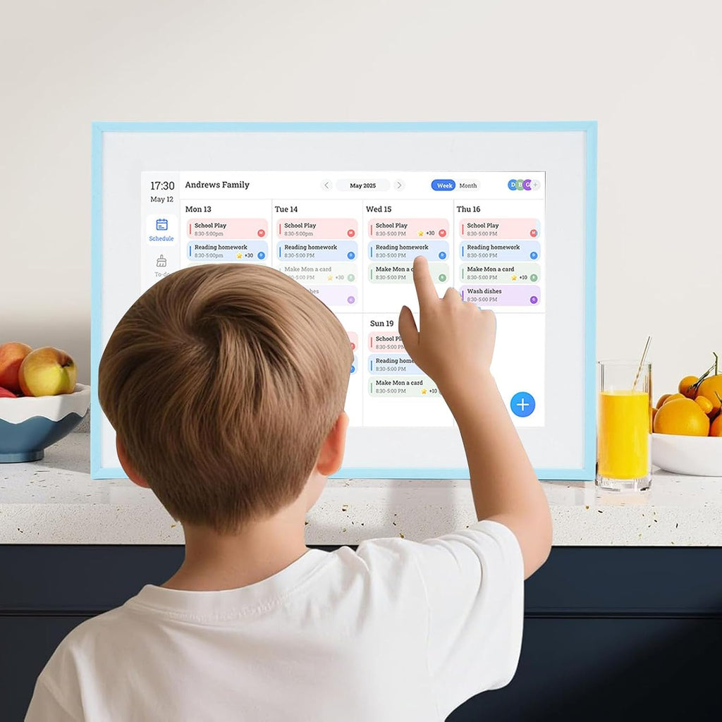 WALFRONT Digital Calendar Wall Touch Screen Electronic Calendar Smart 10.1 Inch Touch Screen WiFi Interactive Chore Chart Family Planner Photo Frame for Home Household Planner