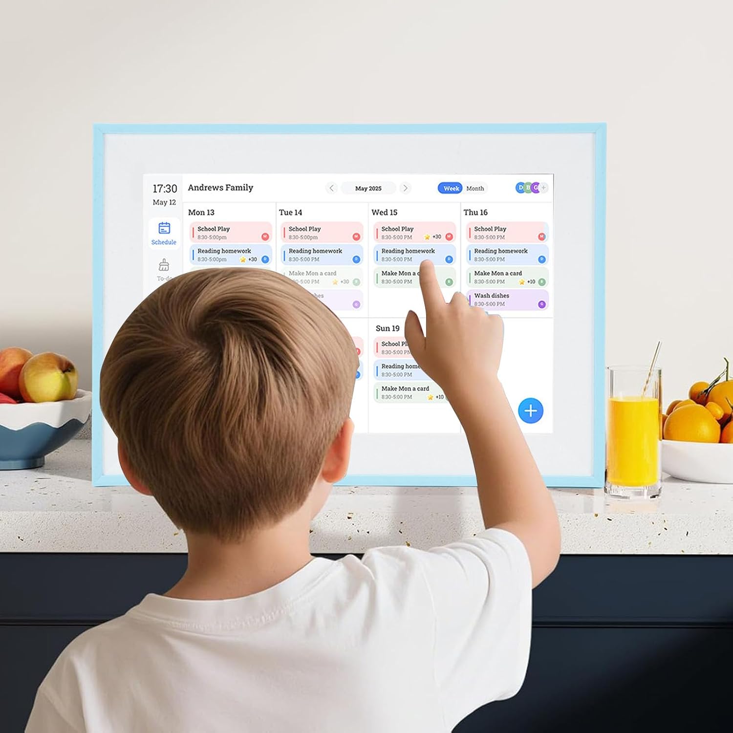 GOWENIC 10.1 Inch Smart WiFi Digital Calendar, Touchscreen Interactive Family Planner Display for Seamless Scheduling, with Digital Frame Mode, Blue