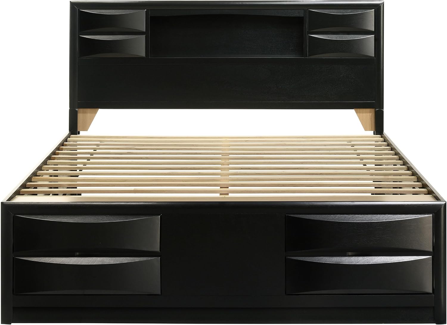 Coaster Home Furnishings - Briana - Wood - Eastern King Platform Storage Bed with Bookcase Headboard, 8 Drawers, Drop-Down Compartments, Transitional Style - Bedroom - Black - 202701KE