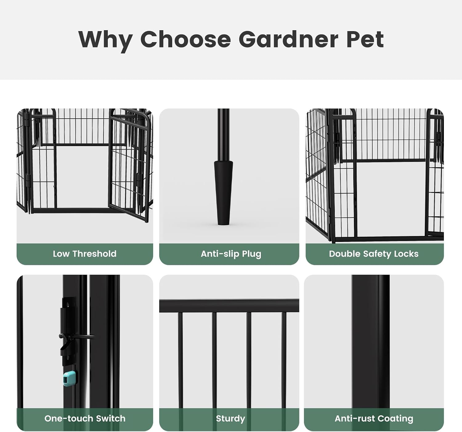 32 in(H) Decorative Garden Fence Outdoor for Yard with 2 Gates,Heavy Duty Iron 16 Panels Total 34.7ft(L) Anti Dig Fence with Gravity Automatic Lock for Indoor/Outdoor Dog Fence for rv Camping,Black