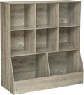 DINZI LVJ Toy Storage Organizer, Kids Bookshelf, Wood Toy Storage Cabinet, 3-Tier 8 Cubby Children Bookcase, 39.4' L Toddler Book Shelf for Playroom, Living Room, Nursery, Classroom, Gray Wash