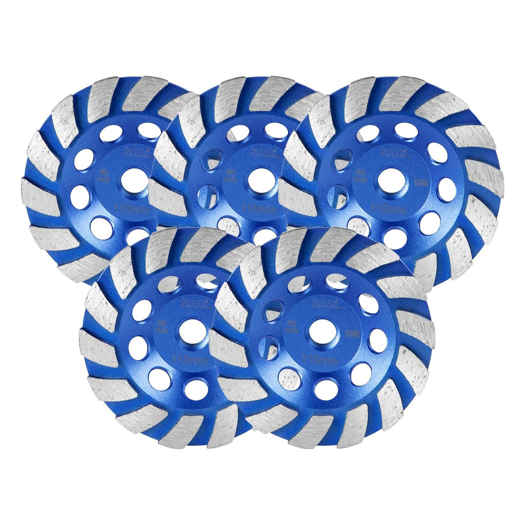 SALI 5PCS 7 Inch Concrete Grinding Wheels 20 Turbo Diamond Segments 5/8-11 Arbor Diamond Grinding Wheel Fit for Paint, Epoxy, Mastic, Coating Removal