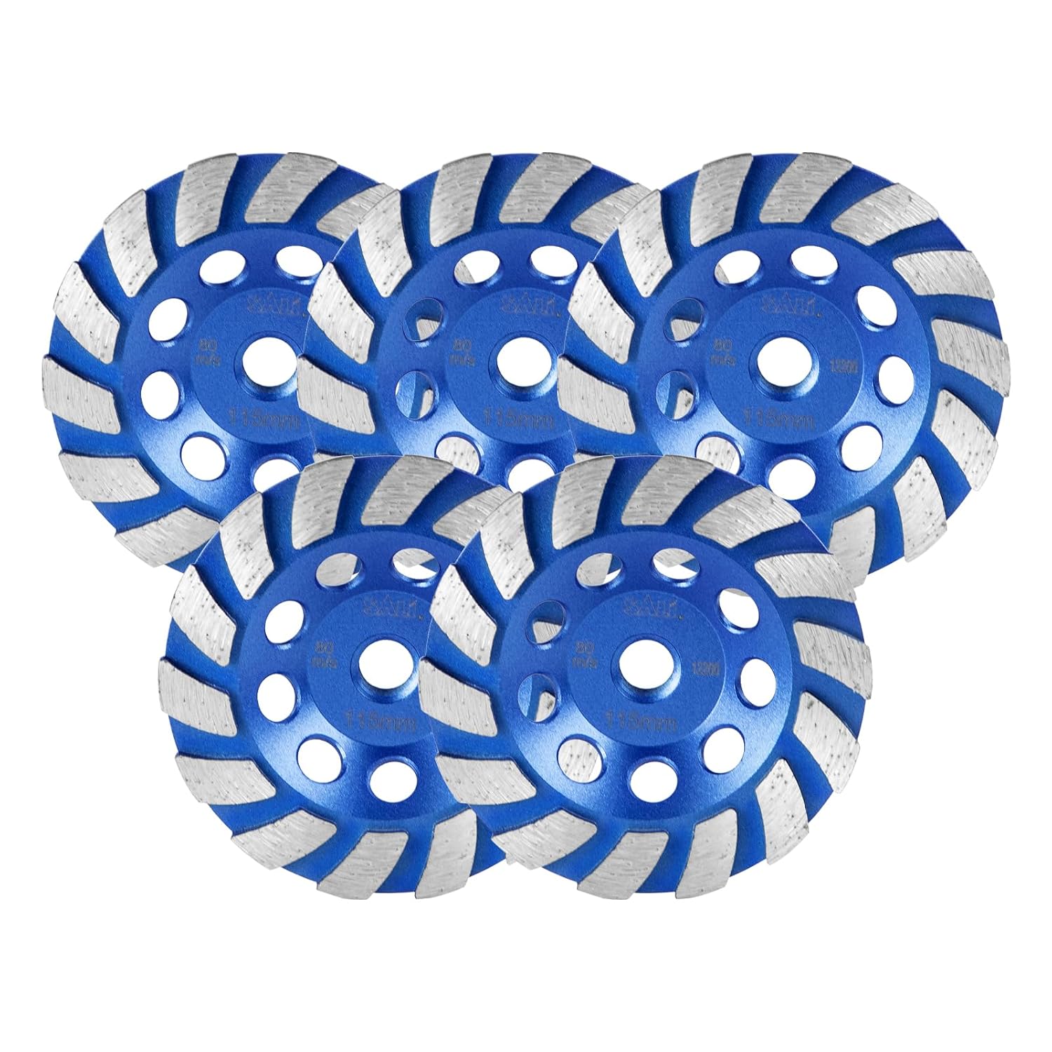 SALI 5PCS 7 Inch Concrete Grinding Wheels 20 Turbo Diamond Segments 5/8-11 Arbor Diamond Grinding Wheel Fit for Paint, Epoxy, Mastic, Coating Removal