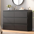Jocoevol Modern 6 Drawer Dresser Black Dresser for Bedroom, Simply Chest of Drawers, Wood Storage Dresser with Deep Drawers for Living Room Hallway Entryway, Black