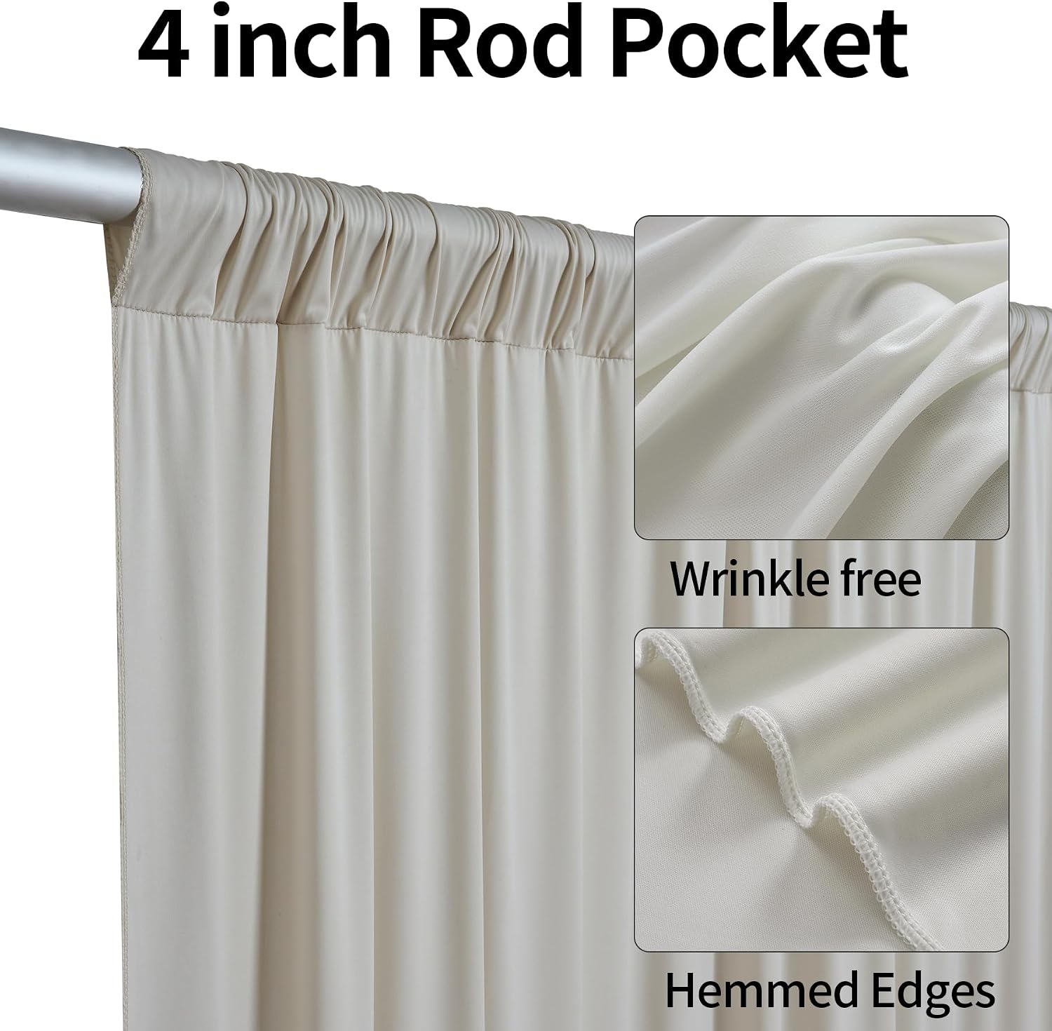 50ftx15ft Beige Backdrop Curtains for Parties, Wrinkle Free Polyester Beige Photo Backdrop Drapes 10 Panels 15 ft Long Back Drop Cloth for Wedding Birthday Photography Background Party