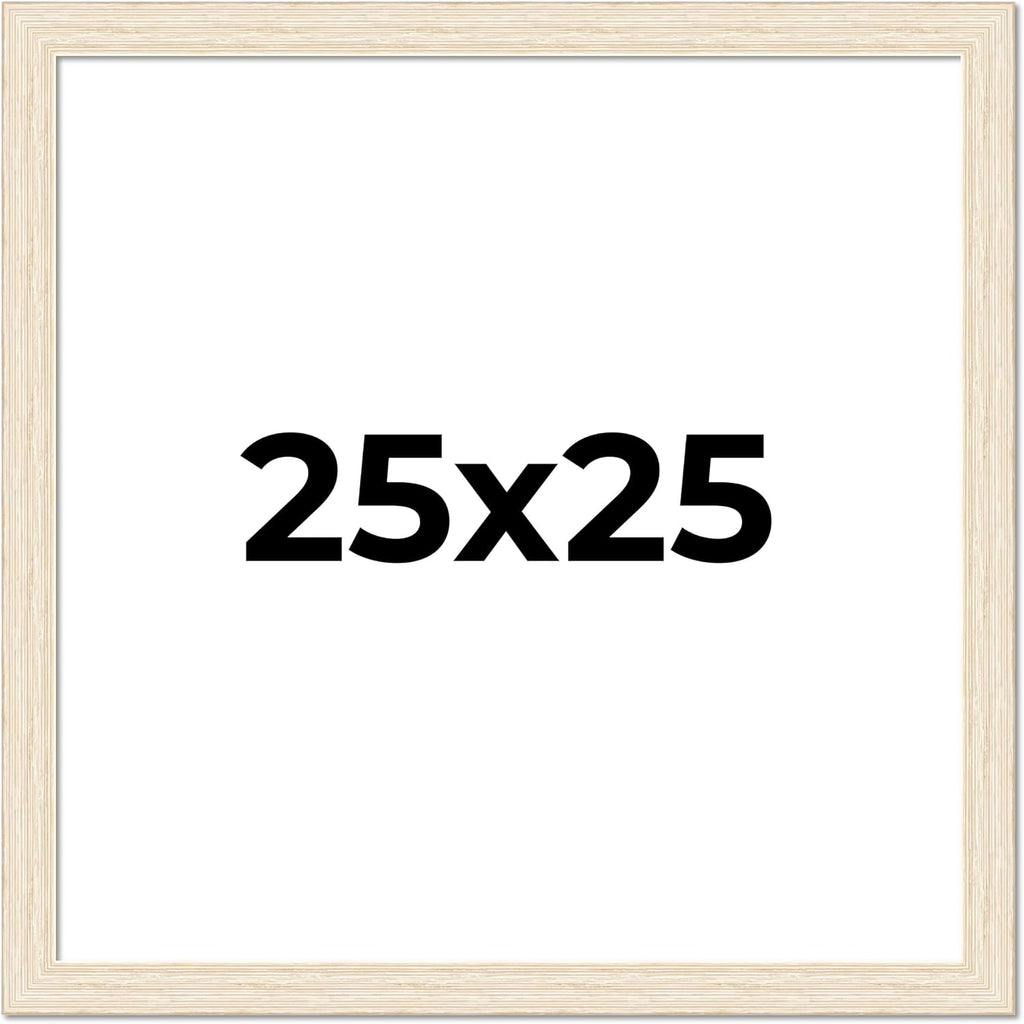 25x25 Frame Barnwood White Solid Wood Picture Frame Width 1.5 Inches | Interior Depth 0.5 Inches | Whitewashed Distressed Frame with UV Acrylic, Foam Board Backing & Hanging Hardware