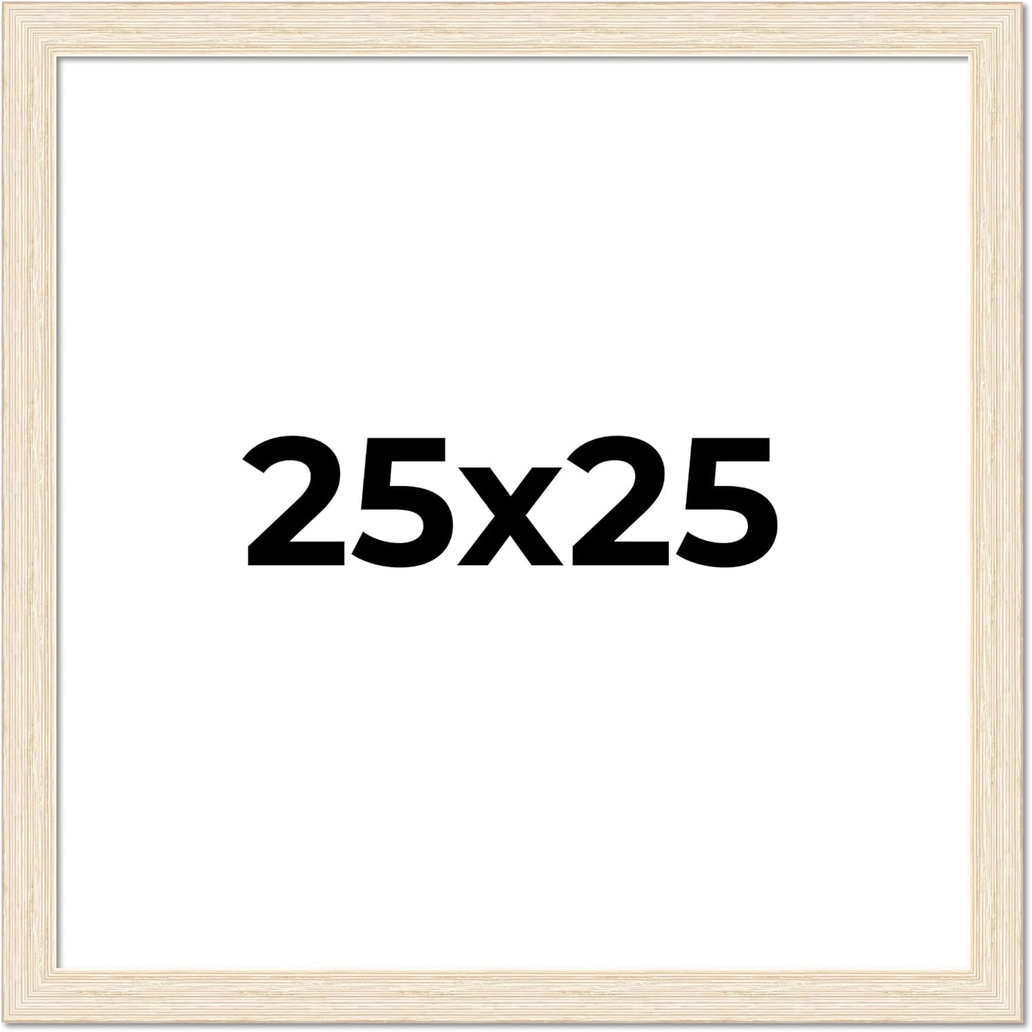 25x25 Frame Barnwood White Solid Wood Picture Frame Width 1.5 Inches | Interior Depth 0.5 Inches | Whitewashed Distressed Frame with UV Acrylic, Foam Board Backing & Hanging Hardware