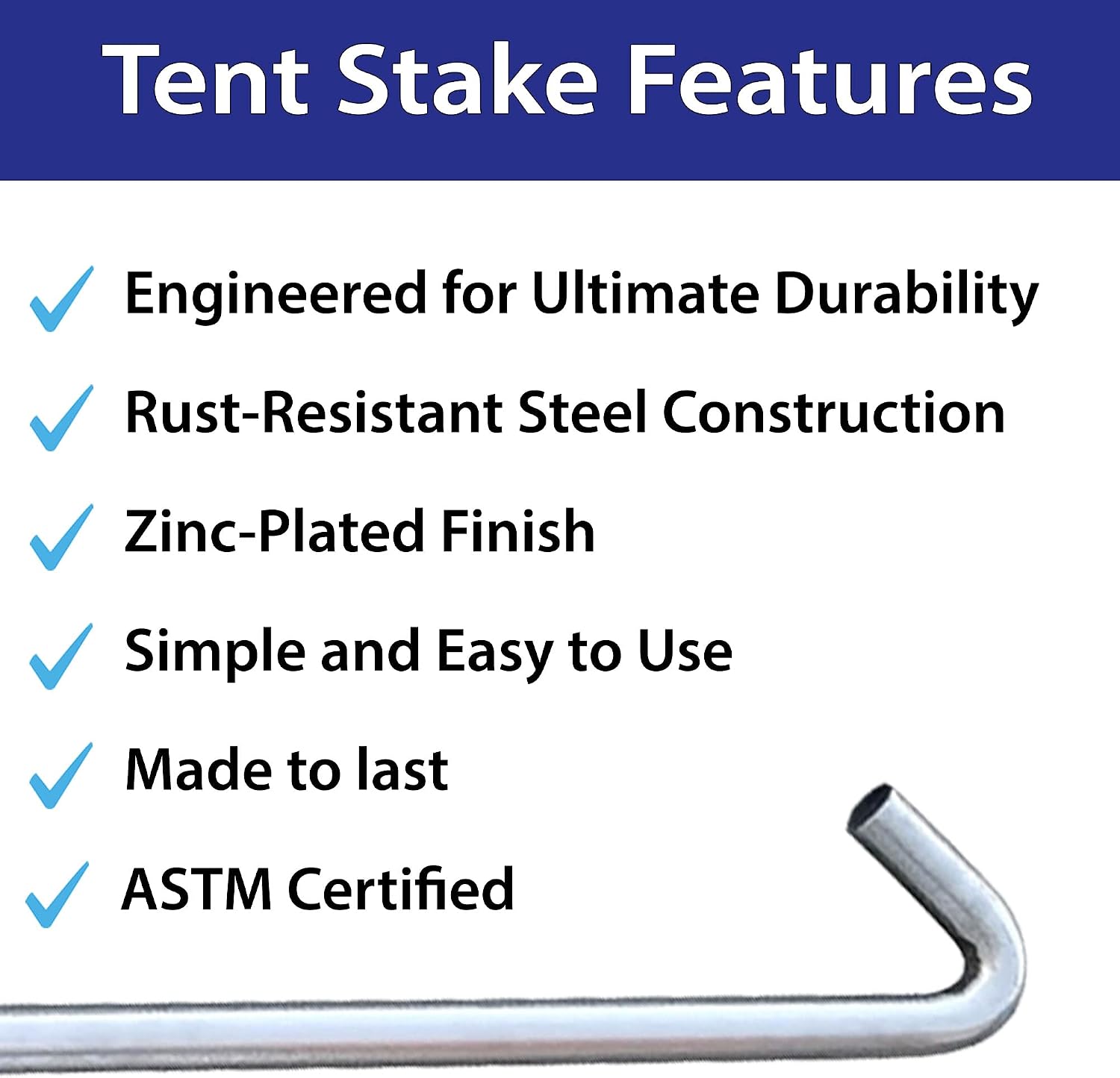 Moose Supply Steel Tent Stakes Heavy Duty Ground Stake, Metal Stakes to Anchor Commercial Inflatables, Outdoor Camping Canopy, Fence, Garden Tent Accessories, 1' Diameter x 18' Length, 10 Pack