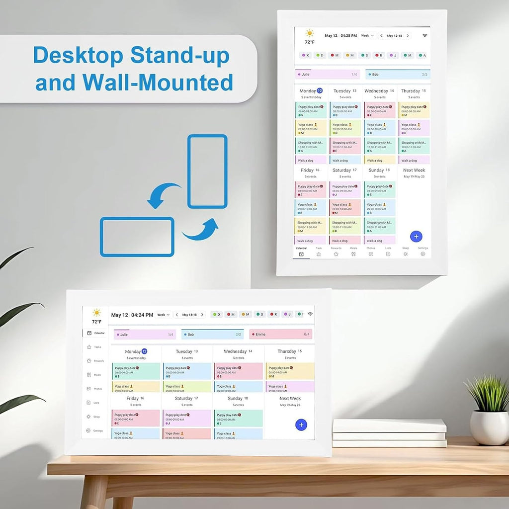 Zunate 15.6 Inch Digital Calendar Chore Chart, Smart Digital Calendar Planner, 1080P Touchscreen, Interactive Chore Chart and Meal Planning, for Family Schedules, Wall Mount Included (white)