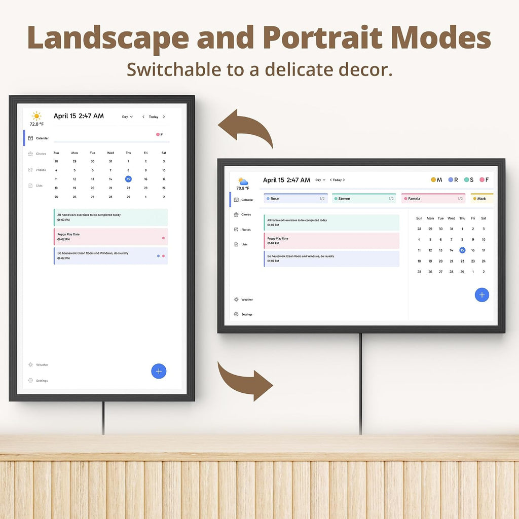 Dragon Touch 32' Digital Calendar Chore Chart – 1080P Full HD Interactive Touchscreen, Smart Family Planner, Hearth Display Digital Calendar Wall & Desk Mountable for Seamless Scheduling Black