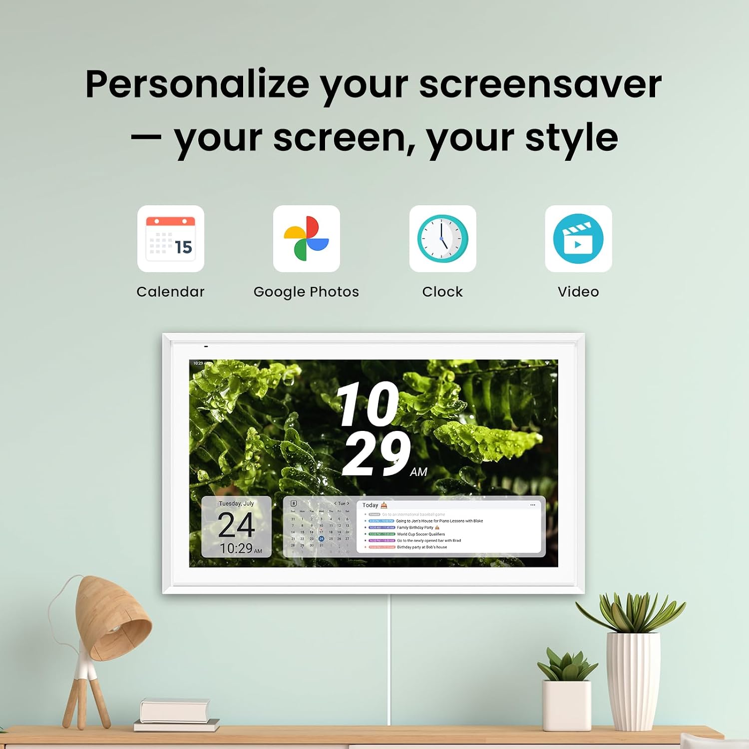 Apolosign 21.5-inch Digital Calendar & Smart Family Wall Planner, No Subscription, Calendar & Dashboard Dual-Mode System, Shared Touchscreen Display with Calendar Sync, Chore Charts & Family Scheduling Hub (White)