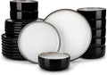 vancasso PLAYA Plates and Bowls Sets, 24 Pieces Beige Dinnerware Sets for Kitchen, Reactive Glaze Dishes Set for 8, Dishwasher and Microwave Safe