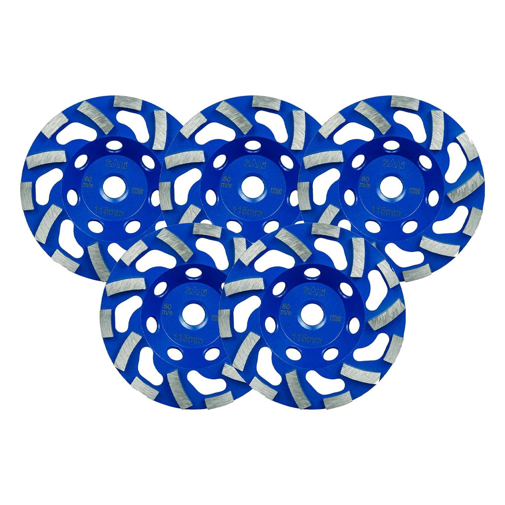 SALI 5PCS 7 Inch Concrete Grinding Wheels 20 Turbo Diamond Segments 5/8-11 Arbor Diamond Grinding Wheel Fit for Paint, Epoxy, Mastic Coating Removal with CDB. New Technology