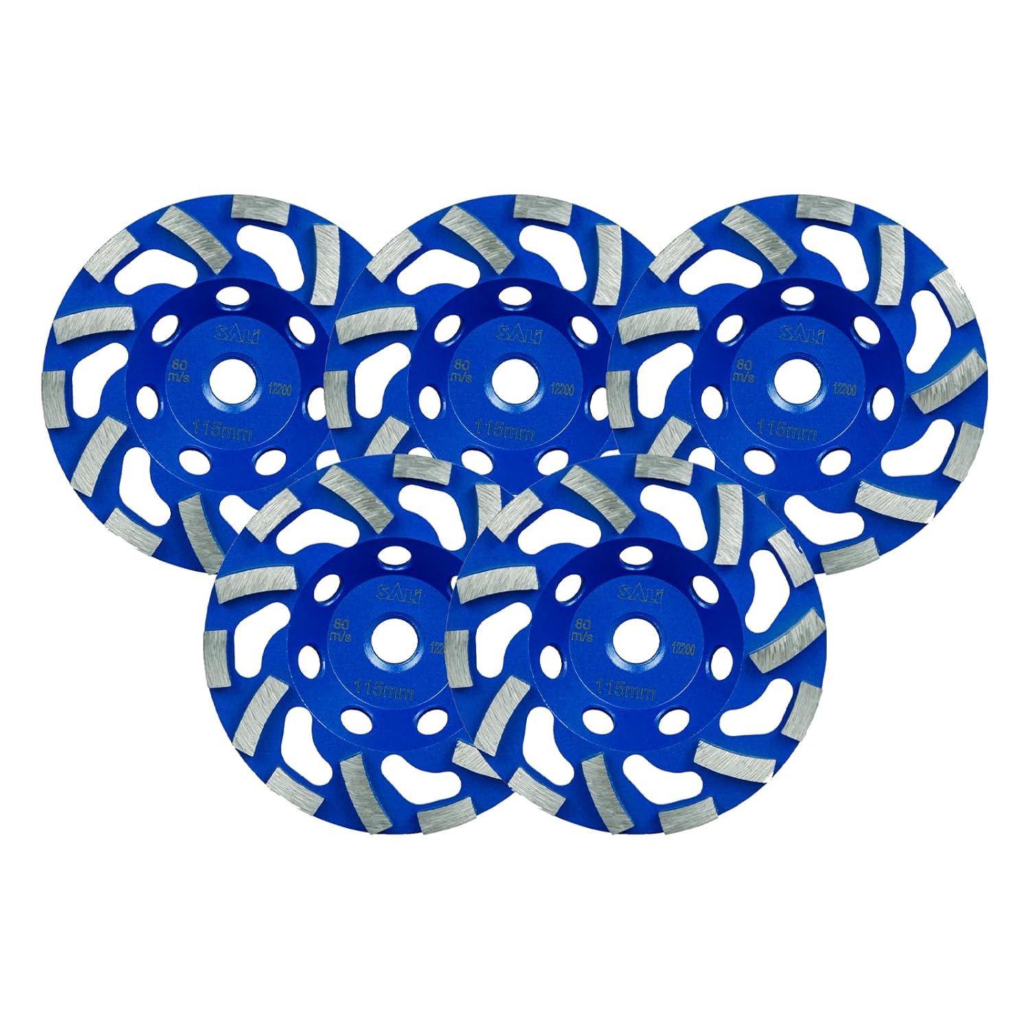 SALI 5PCS 7 Inch Concrete Grinding Wheels 20 Turbo Diamond Segments 5/8-11 Arbor Diamond Grinding Wheel Fit for Paint, Epoxy, Mastic Coating Removal with CDB. New Technology