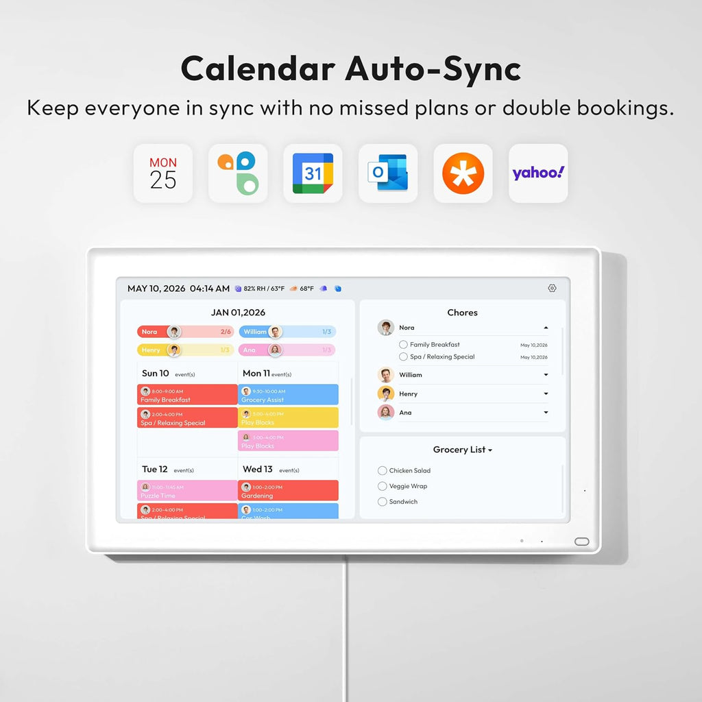 Everblog 21.5'' Digital Calendar & Chore Chart - Smart Interactive Display for Family Schedules, 1920 * 1080P Full HD Touchscreen Electronic WiFi Planner, Wall and Desk Mountable