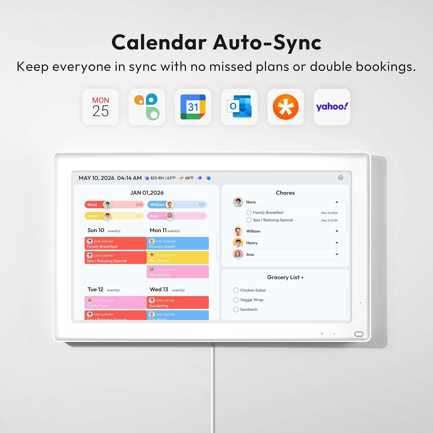 Everblog 21.5'' Digital Calendar & Chore Chart - Smart Interactive Display for Family Schedules, 1920 * 1080P Full HD Touchscreen Electronic WiFi Planner, Wall and Desk Mountable
