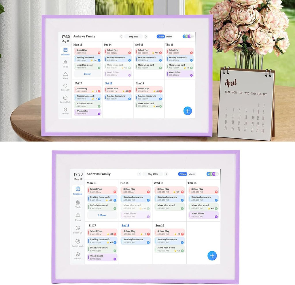 WALFRONT 10.1 Inch Digital Calendar with Smart Touch Screen WiFi Family Planner Chore Chart for Home Interactive Display for Routines Wall Desk Mountable