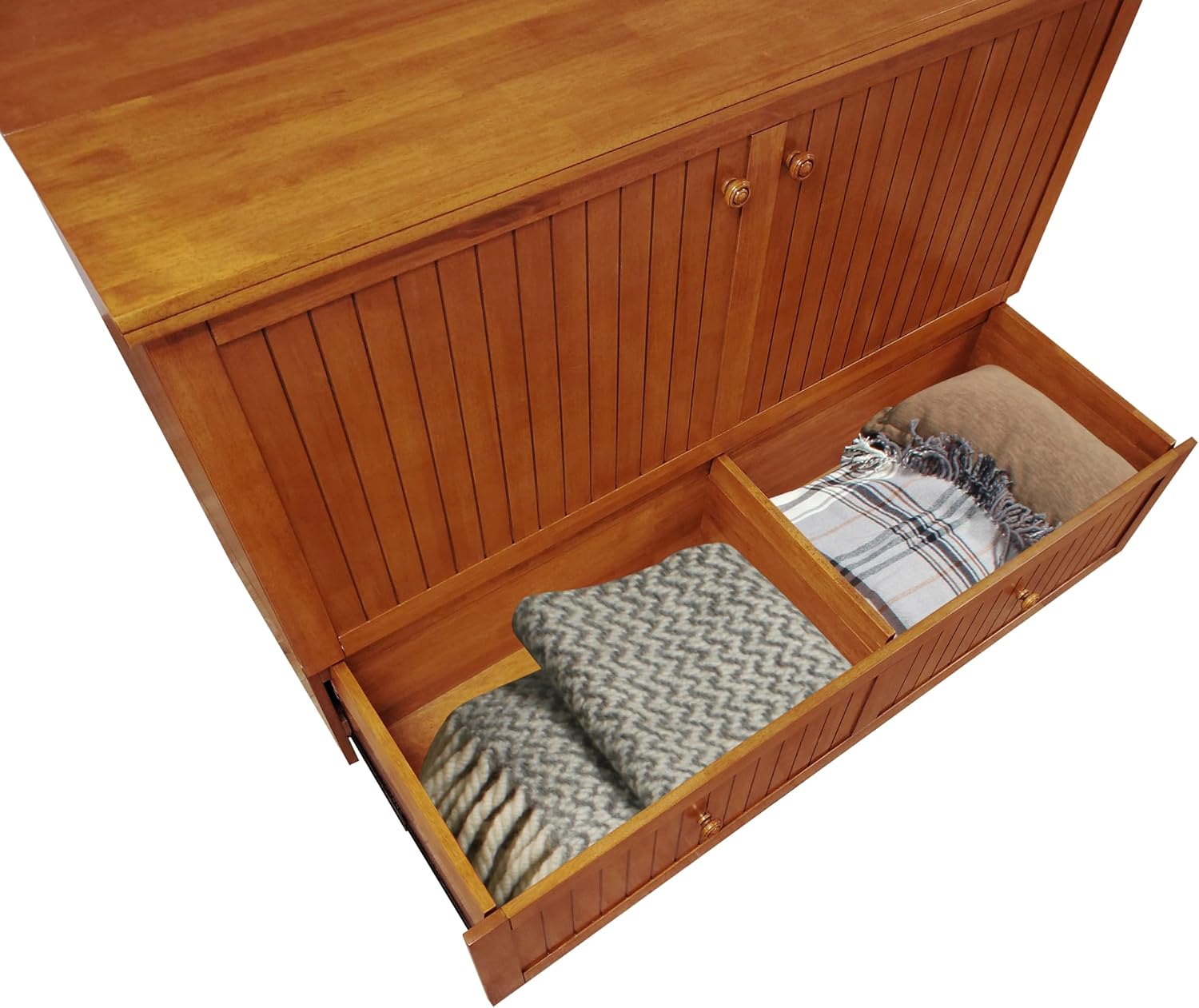 Mega Solutions Murphybedz Tuscany Murphy Cabinet Chest Bed with Charging Station 6 Inch (Cherry, Queen)