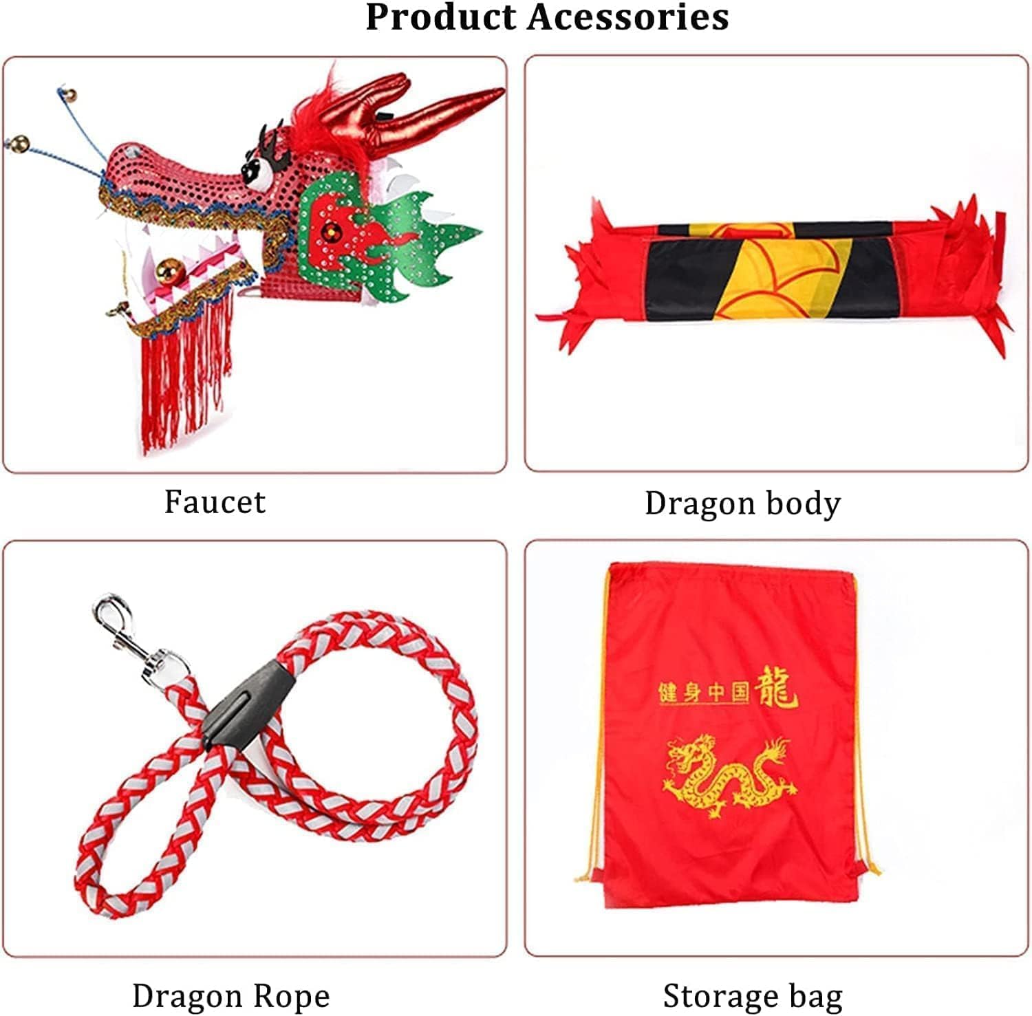Chinese New Year Decorations Streamer Dragon Dance Silk Lion Dance Entertainment Equipments Outdoor Dragon Fitness Ribbon Perfect Lifelike Spring Festival Party Supplies(Red,6m/19.7ft)