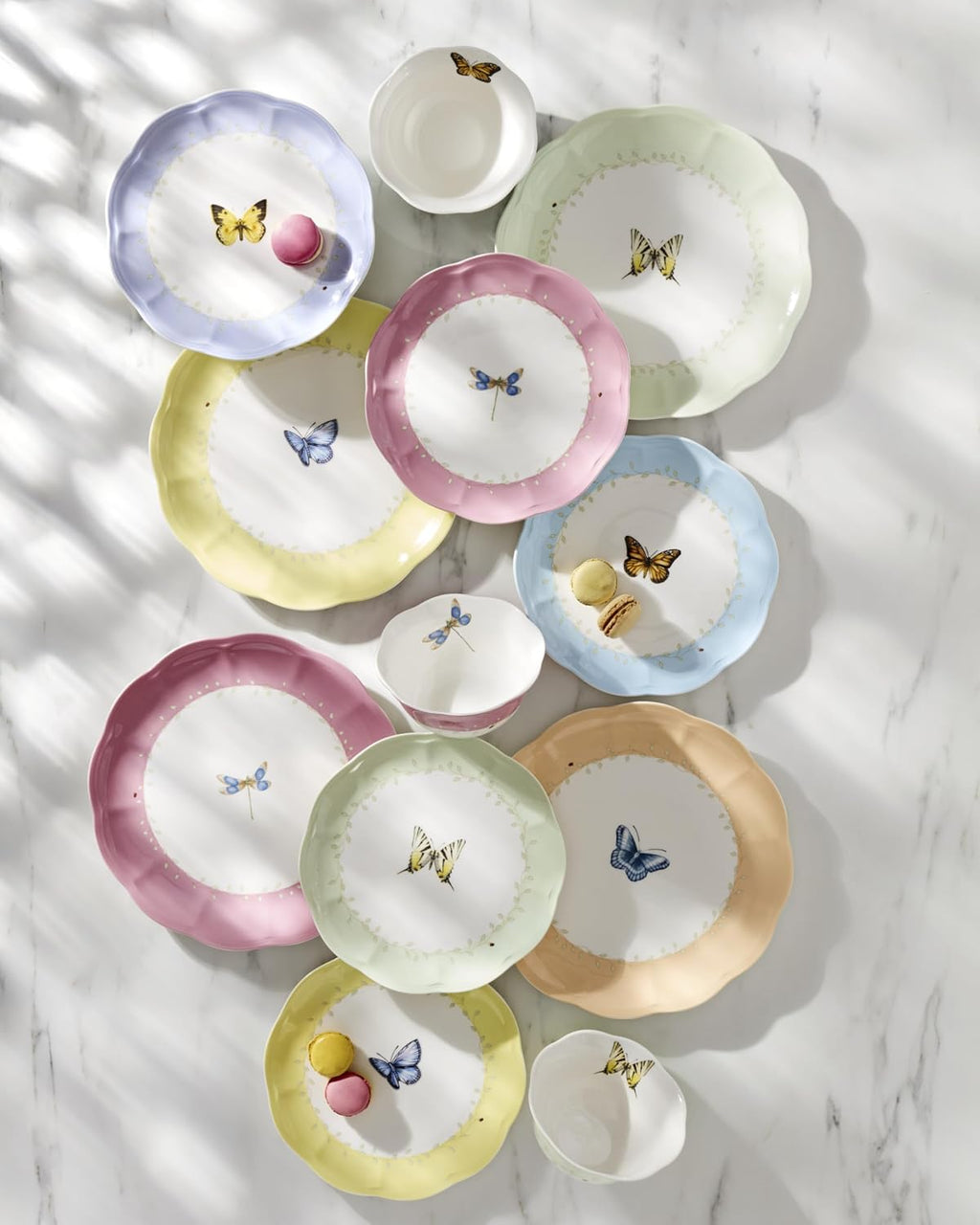 Lenox Dinnerware Set, Butterfly Meadow Colors 18-Piece Set, Service For 6, Porcelain, Dishwasher Safe, Colorful Design, Dinner Plates, Accent Plates, Bowls, Plate & Bowl Sets (18 Pieces, Assorted)