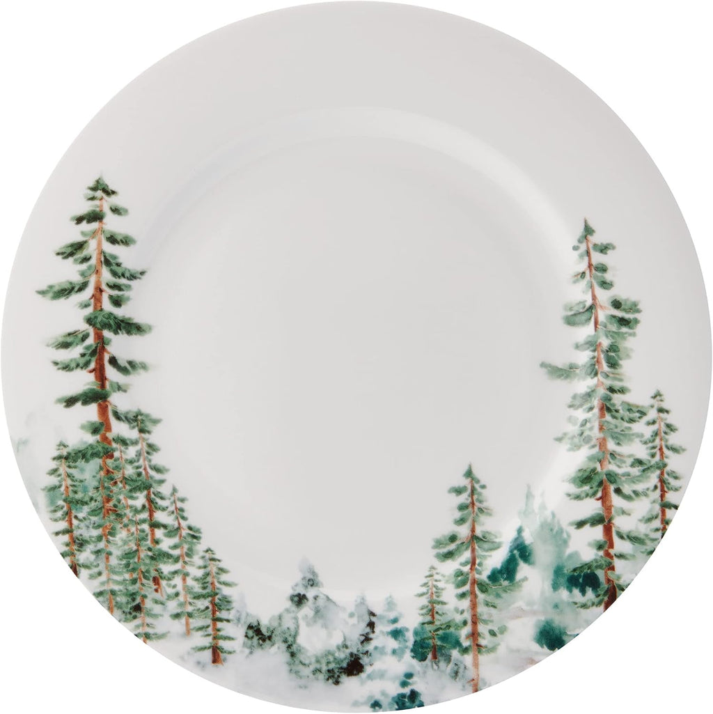 Mikasa Watercolor Forest Bone China Lightweight Chip Resistant 16 Piece Dinnerware Set, Service for 4, White