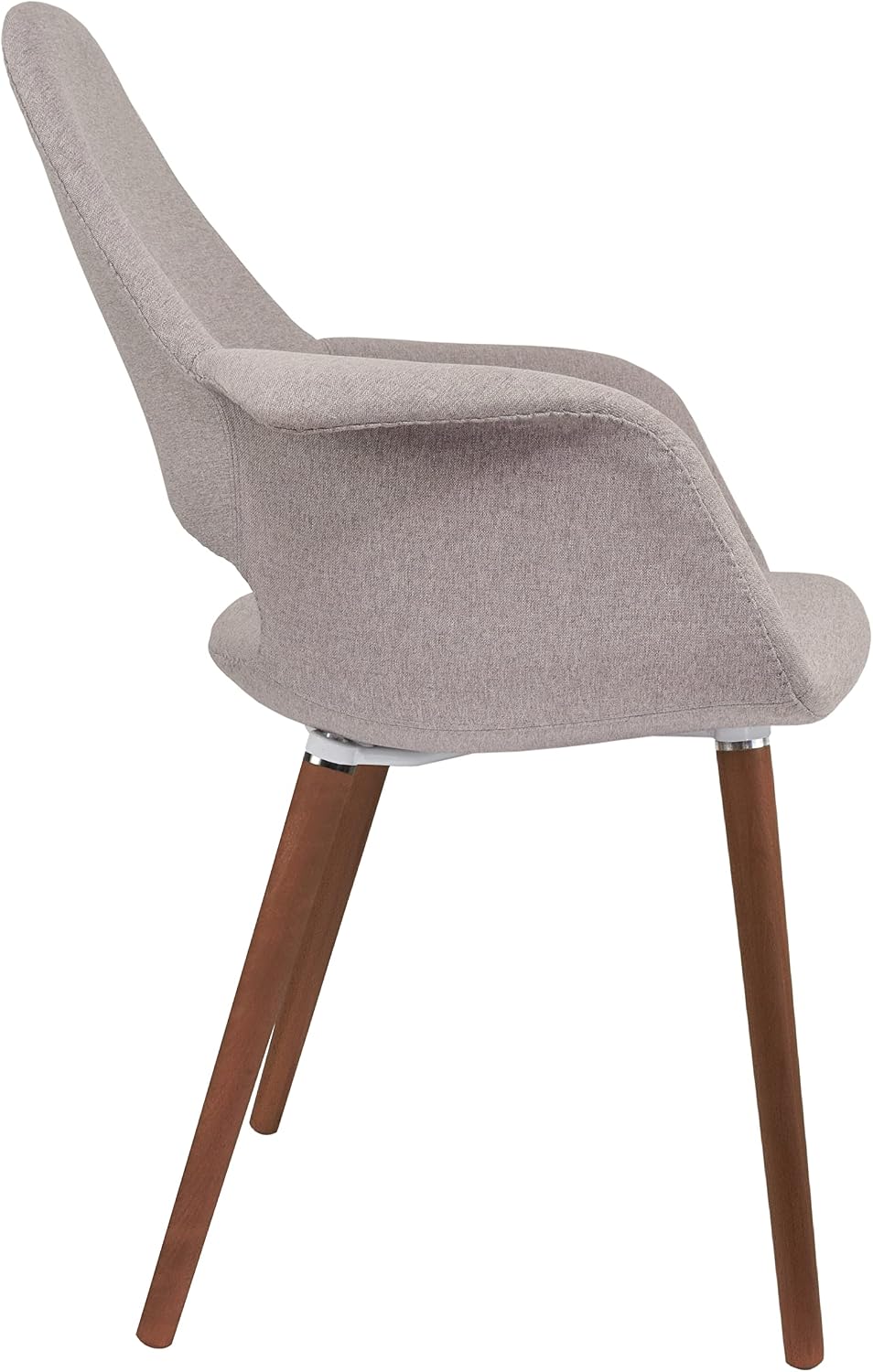 2xhome Mid Century Modern Upholstered Fabric Organic Accent Living Room Dining Chair Armchair Set with Back Armrest Dark Black Wood Wooden Legs for Kitchen Bedroom (1, Beige Gray, Dining)
