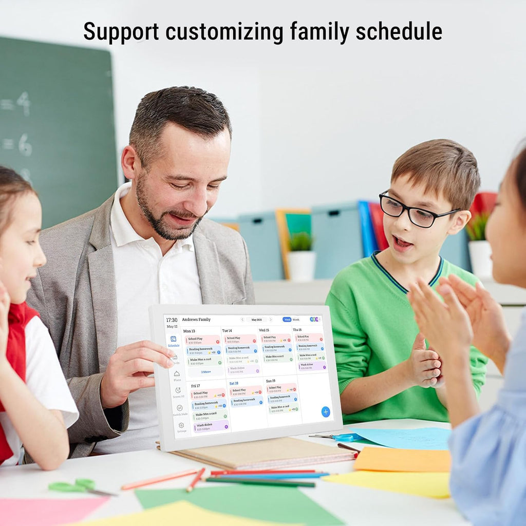 Yunseity 10.1 Inch Smart Digital Calendar, HD Touchscreen Interactive Display WiFi Wall Planner Desk Family Organizer with Chore Chart for Family and Office Schedules