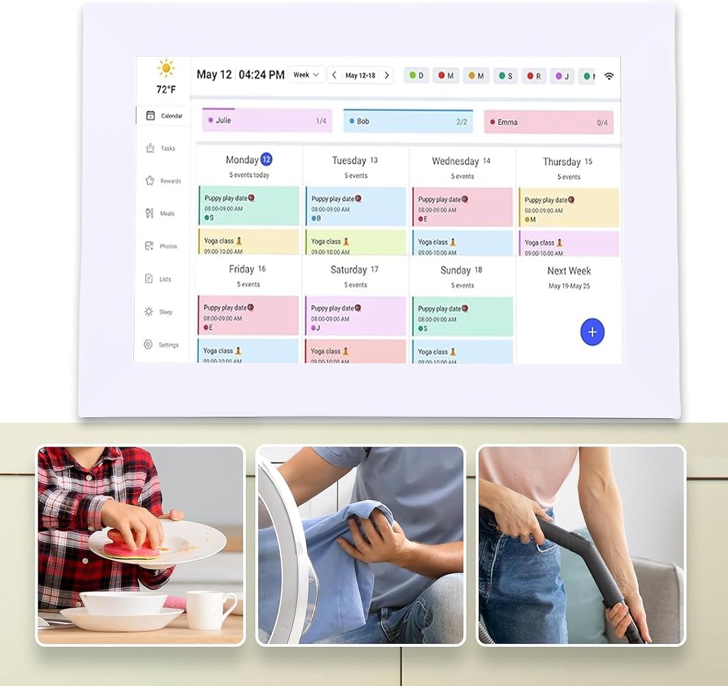 Digital Calendar Chore Chart, 10.1 Inch WiFi Interactive Smart Home Planner with 1080P HD Touchscreen for Family Kitchen Office