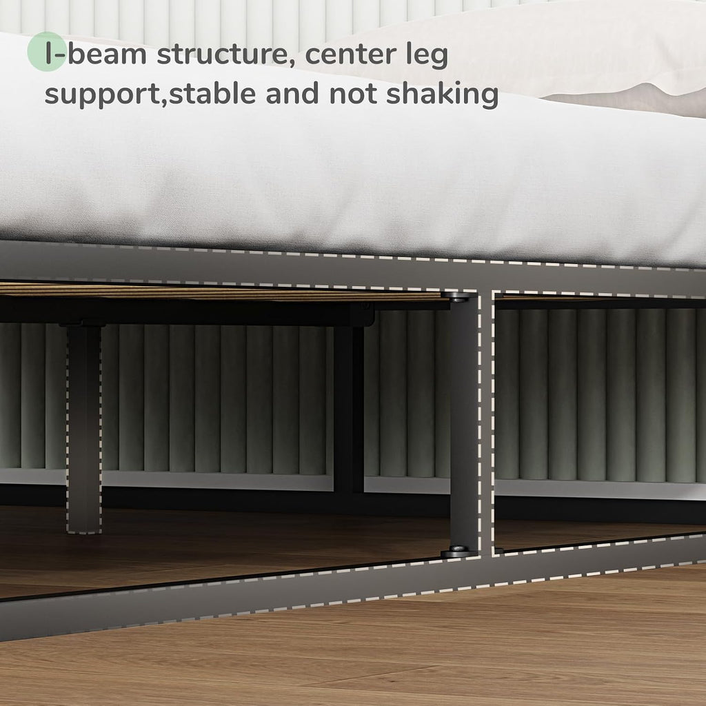 Novilla Queen Bed Frame, Metal Platform Bed Frame, Sturdy Metal Bed Frame, Wood Slats Support, No Box Spring Needed, Durable and Safe, Easy Assembly, Dark Black