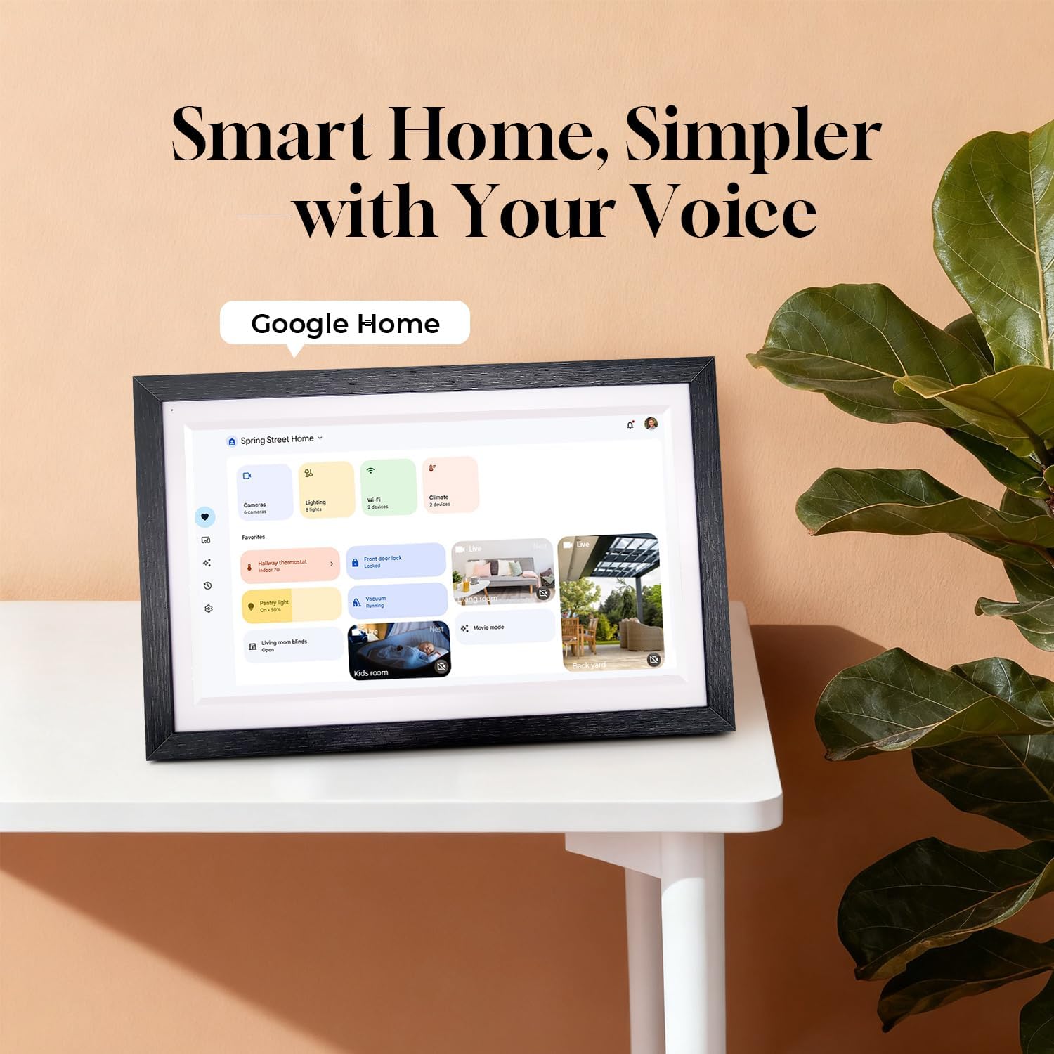 15.6' Smart Display with Google Calendar, Android Apps&Photo Frame, Walnut | No subscription+pen,Built-in battery,anti-glare FHD touchscreen,voice control,family schedules and chore management,Streaming