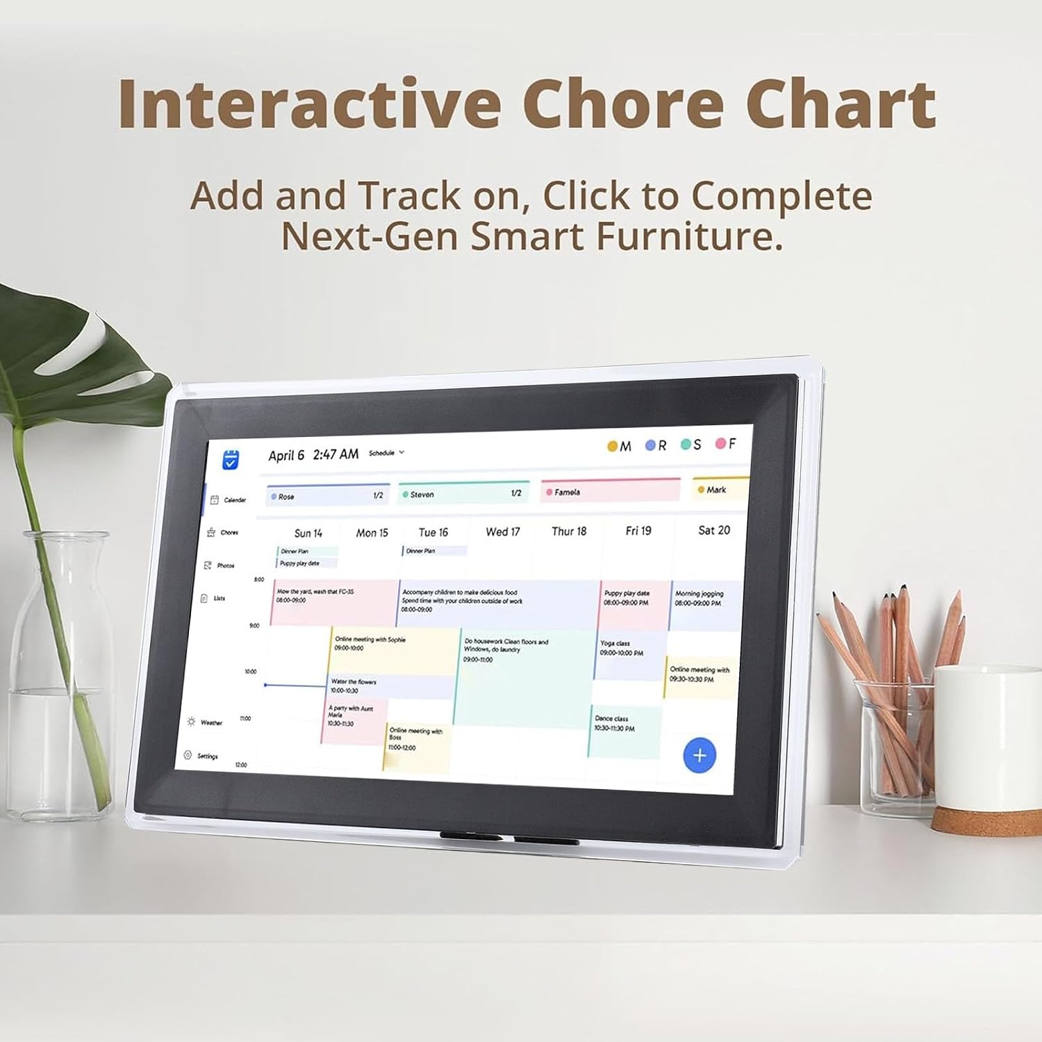 GOWENIC 15.6 Inch Smart Digital Calendar, Touchscreen Interactive Family Planner Display for Seamless Scheduling, Share Photos and Videos via App (US)