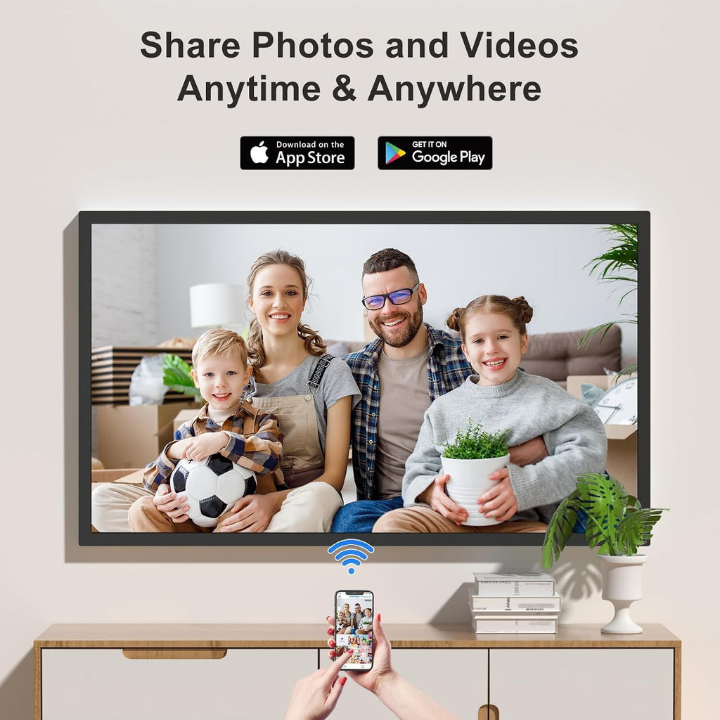 32-inch Digital Photo Frame Large-Picture-Frame - FHD IPS, Dual-WiFi, Remote Control, Smarthphone Sync Screen, Load Photo from Phone via APP Email, Free Cloud,Wall Mounted for Photo Gallery Home Decor