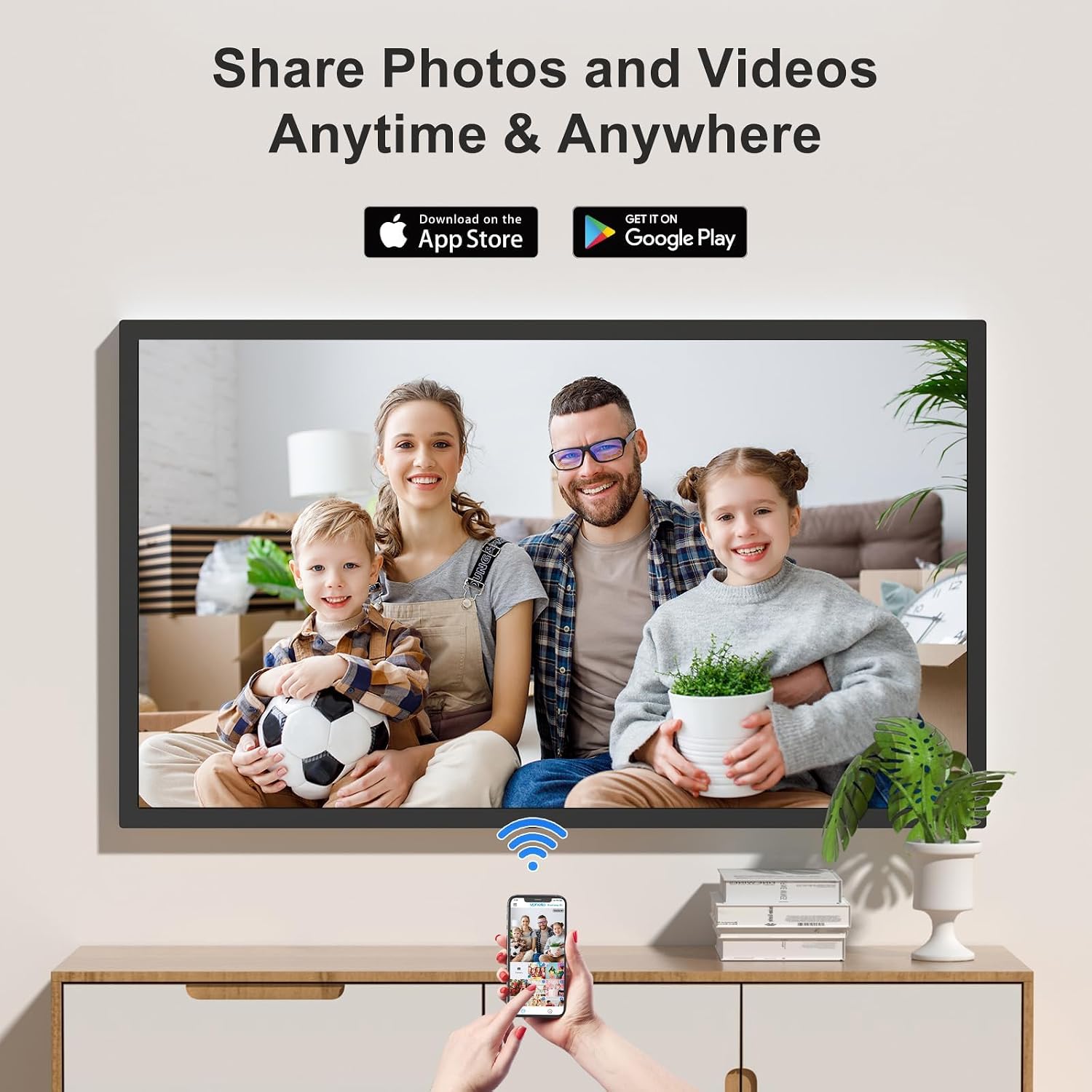 32-inch Digital Photo Frame Large-Picture-Frame - FHD IPS, Dual-WiFi, Remote Control, Smarthphone Sync Screen, Load Photo from Phone via APP Email, Free Cloud,Wall Mounted for Photo Gallery Home Decor