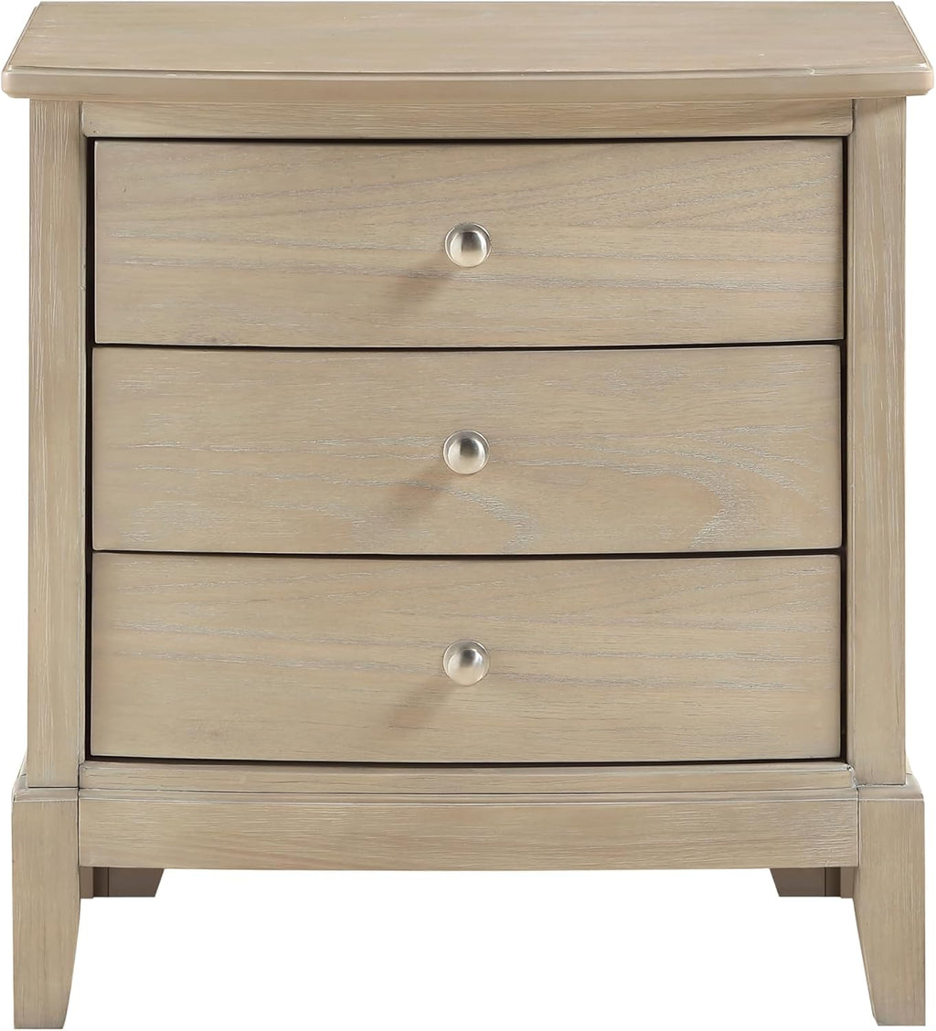 3 Pieces Bedroom Furniture Set Full Size Bed and Nightstands Tufted Headboard Beige Finish Durable