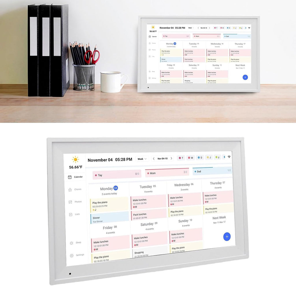 Smart Digital Calendar, 15.6 Inch Touchscreen Wall Mounted Family Planner with 1920x1080 FHD Display and WiFi Sync, for Calendar (US Plug)