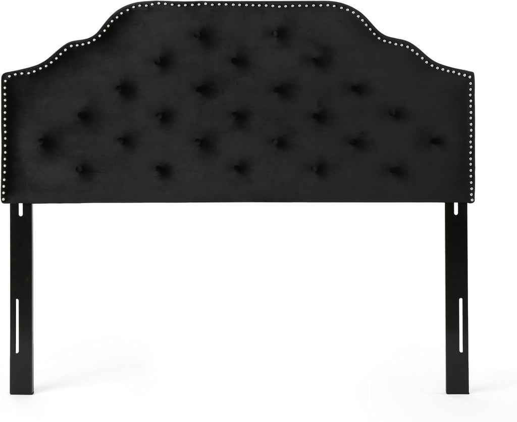 Christopher Knight Home Silas Velvet Headboard, Queen / Full, Black / Black