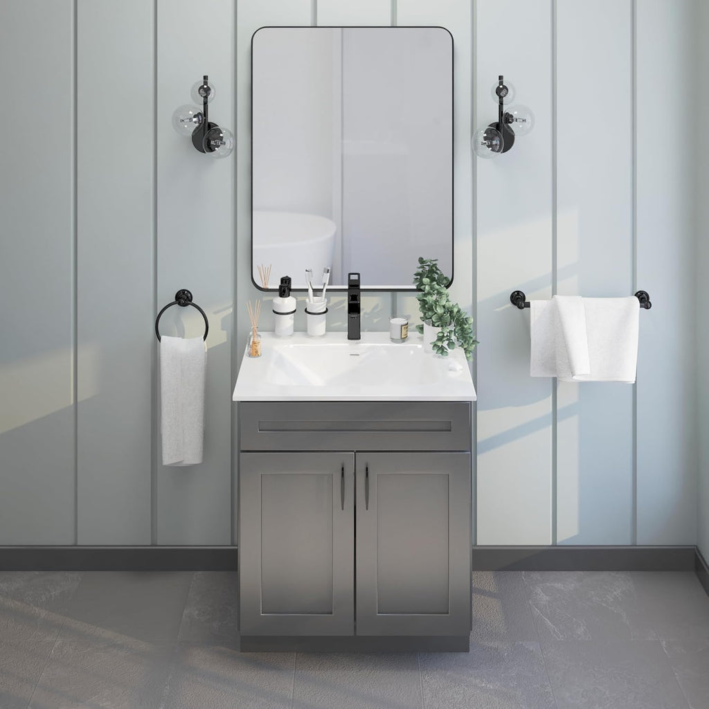 Bathroom Vanity Sink Base Ready-to-Assemble Bathroom Cabinet 24'/30'/36' Width (Vanity Base in Grey Shaker, 30 inch)
