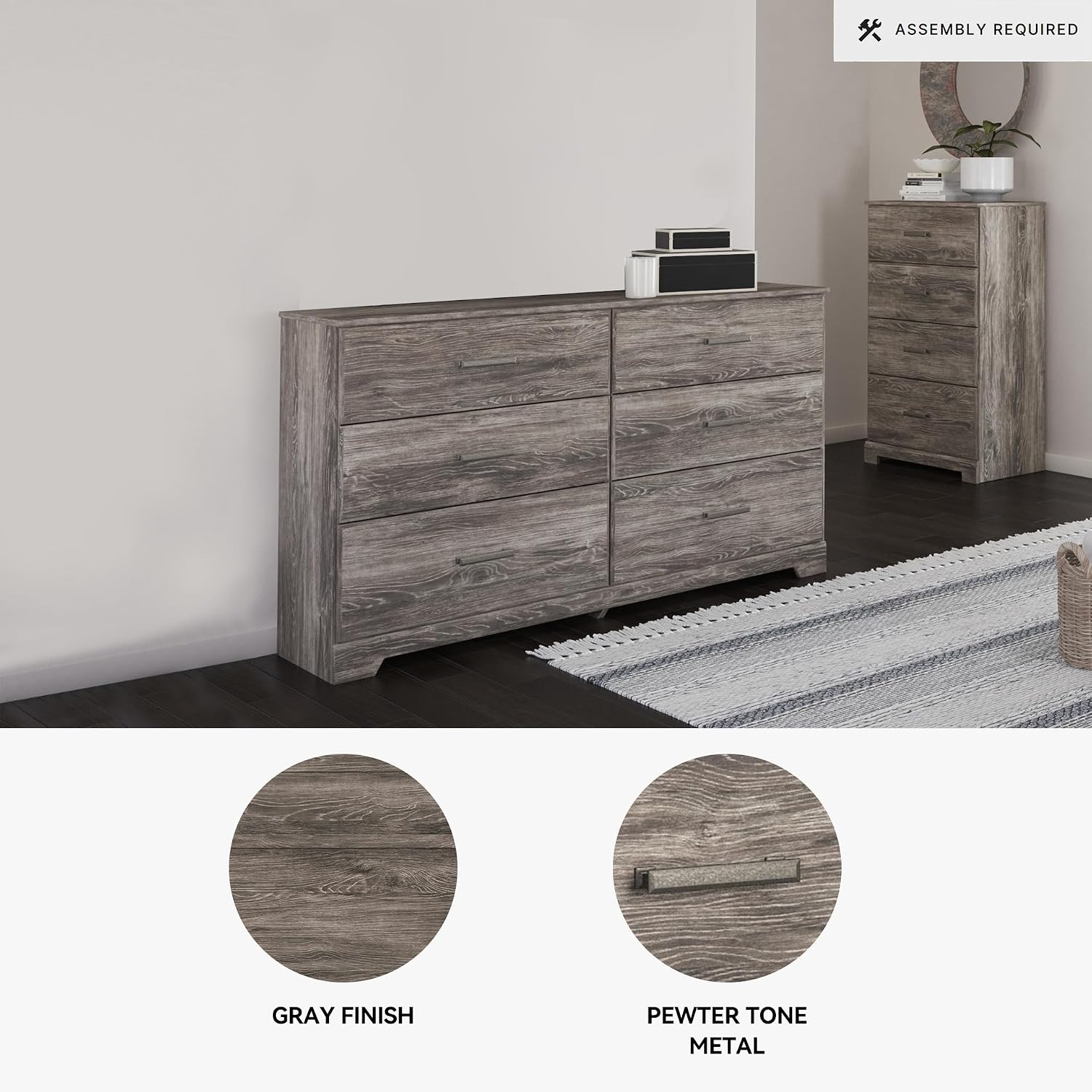 Signature Design by Ashley Ralinski 6 Drawer Dresser, Warm Gray