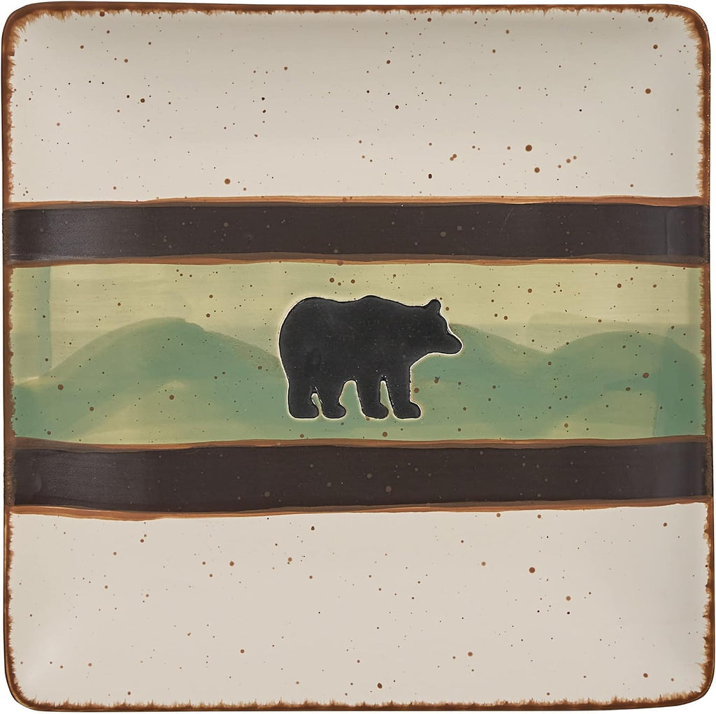 Park Designs Skyline Bear Salad Plate Set of 4 | 8.5' | Stoneware | Debossed Bear & Mountain Design | Lodge Dinnerware