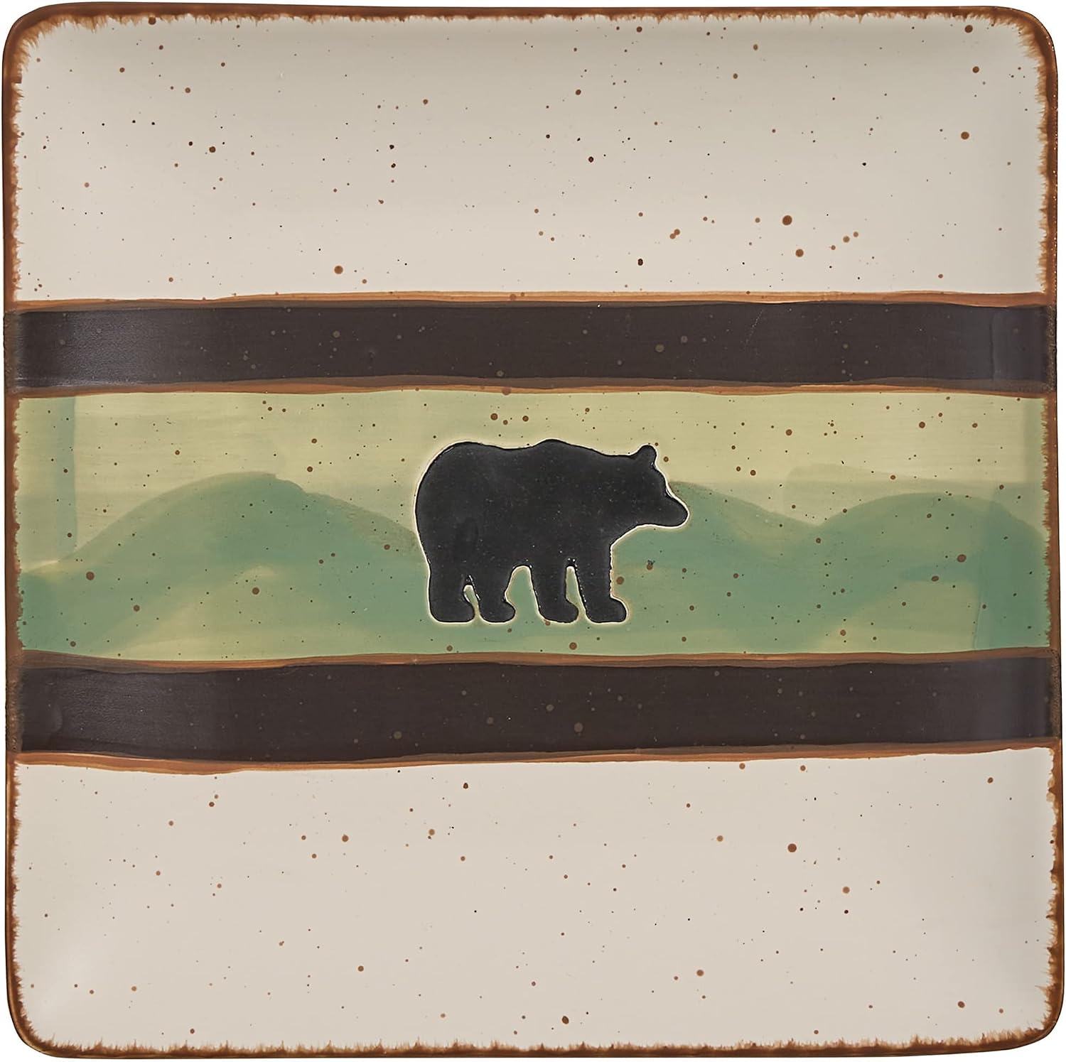 Park Designs Skyline Bear Salad Plate Set of 4 | 8.5' | Stoneware | Debossed Bear & Mountain Design | Lodge Dinnerware