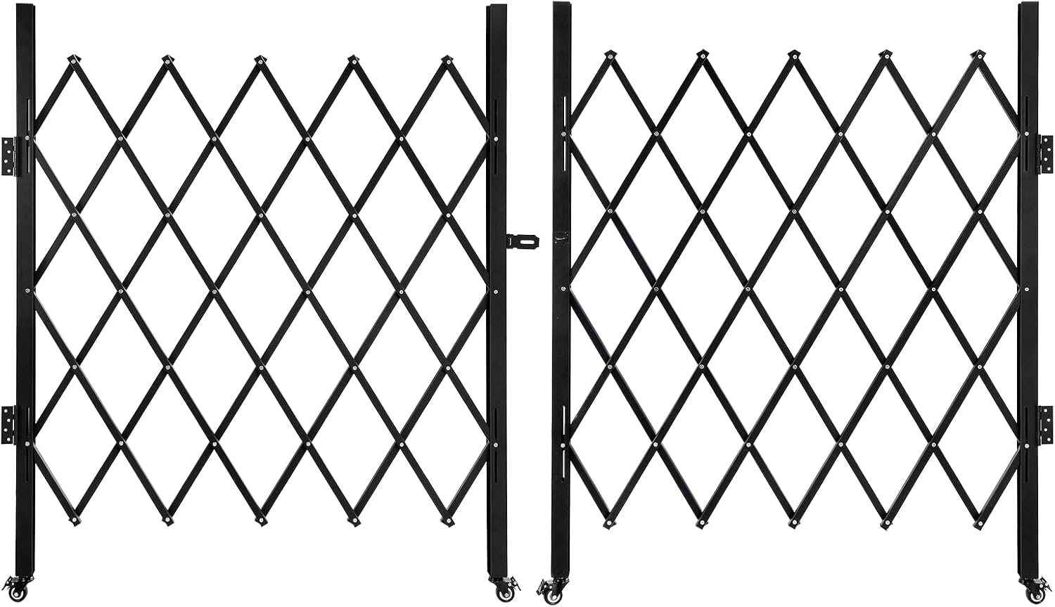 Folding Security Gate Stainless Steel Folding Door Gate Driveway Gate Flexible Expanding Fence Gate Retractable Fence Outdoor Barricade Scissor Gate with Casters (118.11'Wx59.06'H)