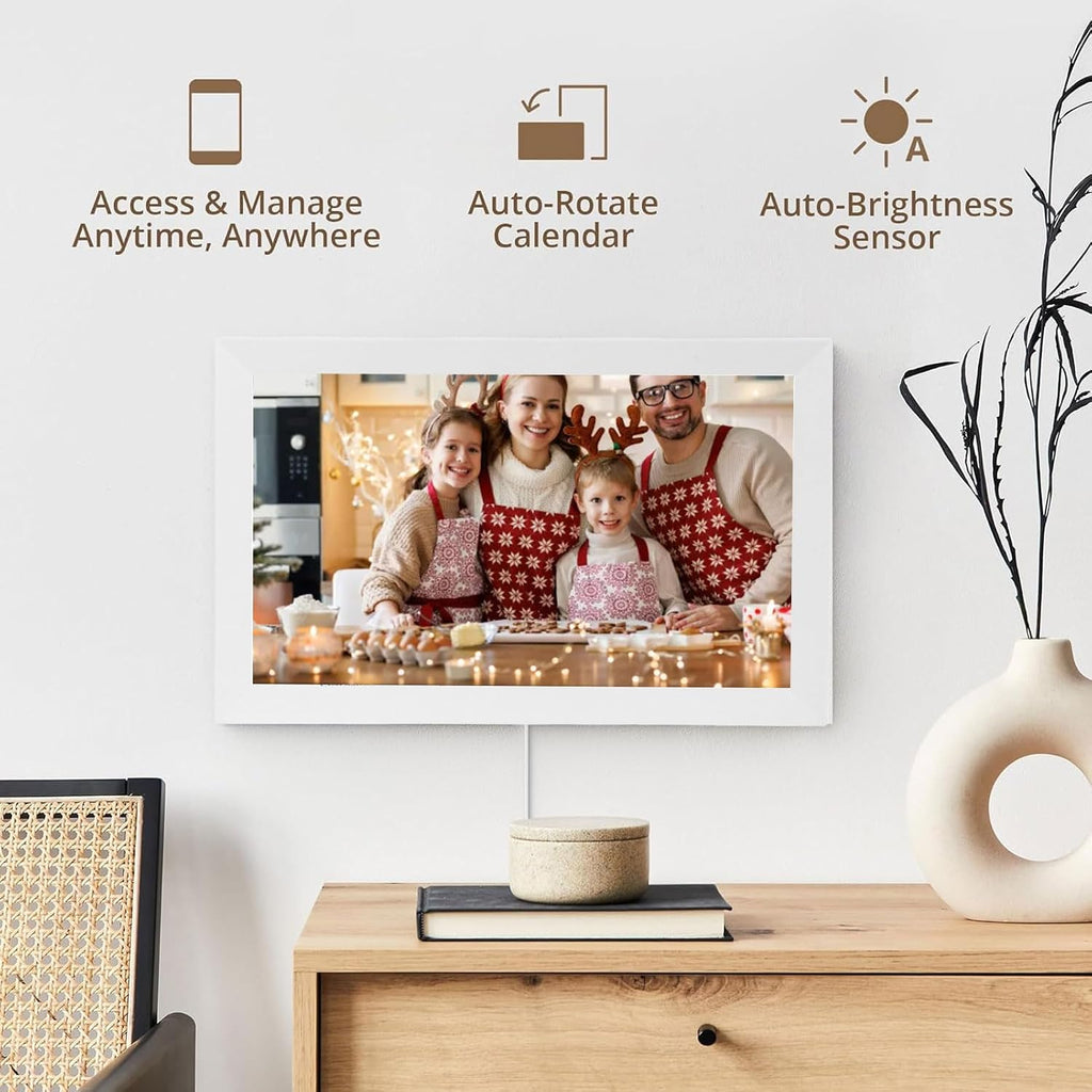 Goshyda 15.6In Digital Calendar Touchscreen, 1080P HD Smart Family Organizer with App, Wall Mount, Dual Speakers, Digital Photo Frame for Home Kitchen (US Plug)