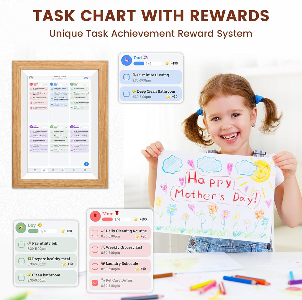 Digital Picture Frame,24' Digital Calendar Chore Chart HD Interactive Touchscreen,Smart Family Planner,Hearth Display Digital Calendar Wall & Desk Mountable for Seamless