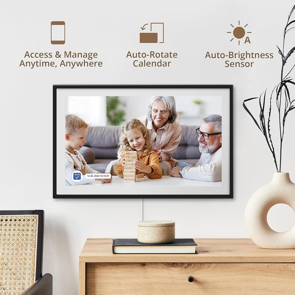 Sanpyl 15.6In Smart Digital Calendar, Wall Planner with 1920x1080 HD Touchscreen, 3 Mode Family Chore Chart & APP Control for Home Organization (US)