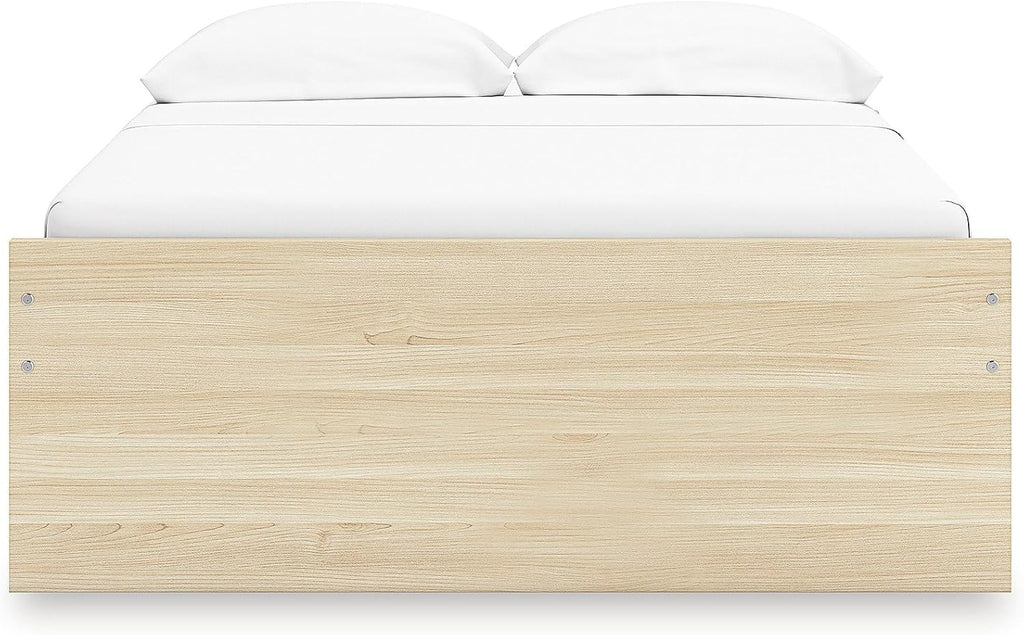 Signature Design by Ashley Onita Scandinavian 4-Drawer Full Platform Bed with 2 Side Storage, Foundation or Box Spring Not Needed, Light Brown