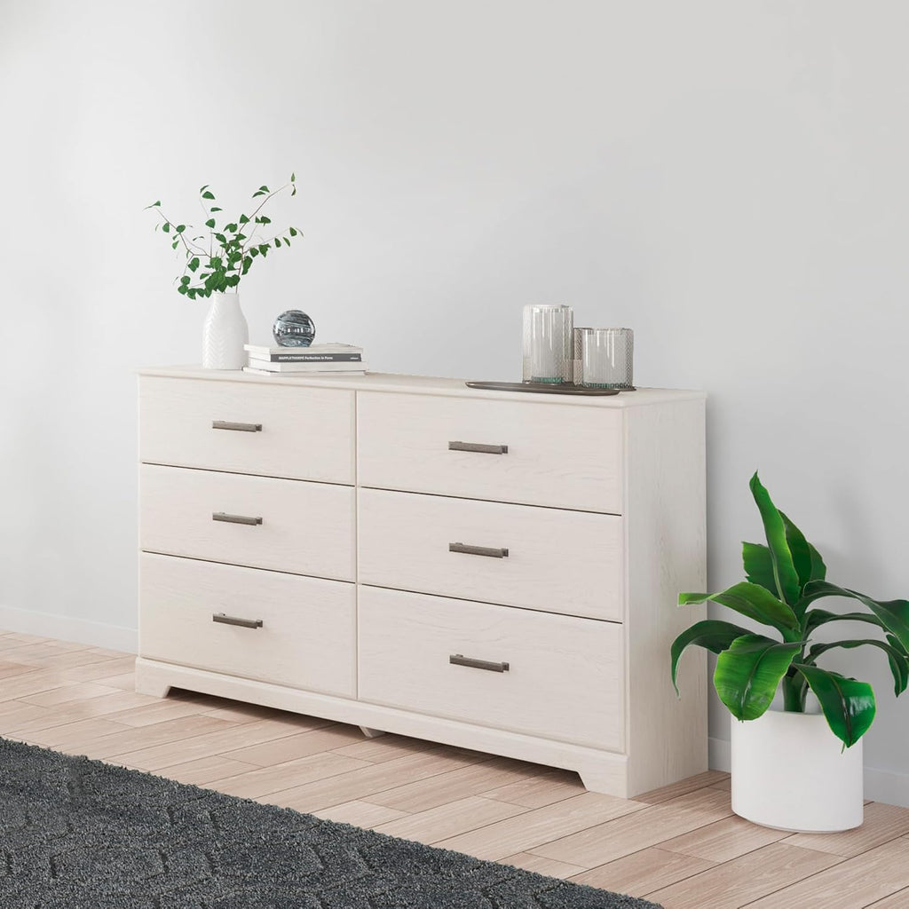Signature Design by Ashley Stelsie Modern Scandinavian 6 Drawer Dresser, Whitewash
