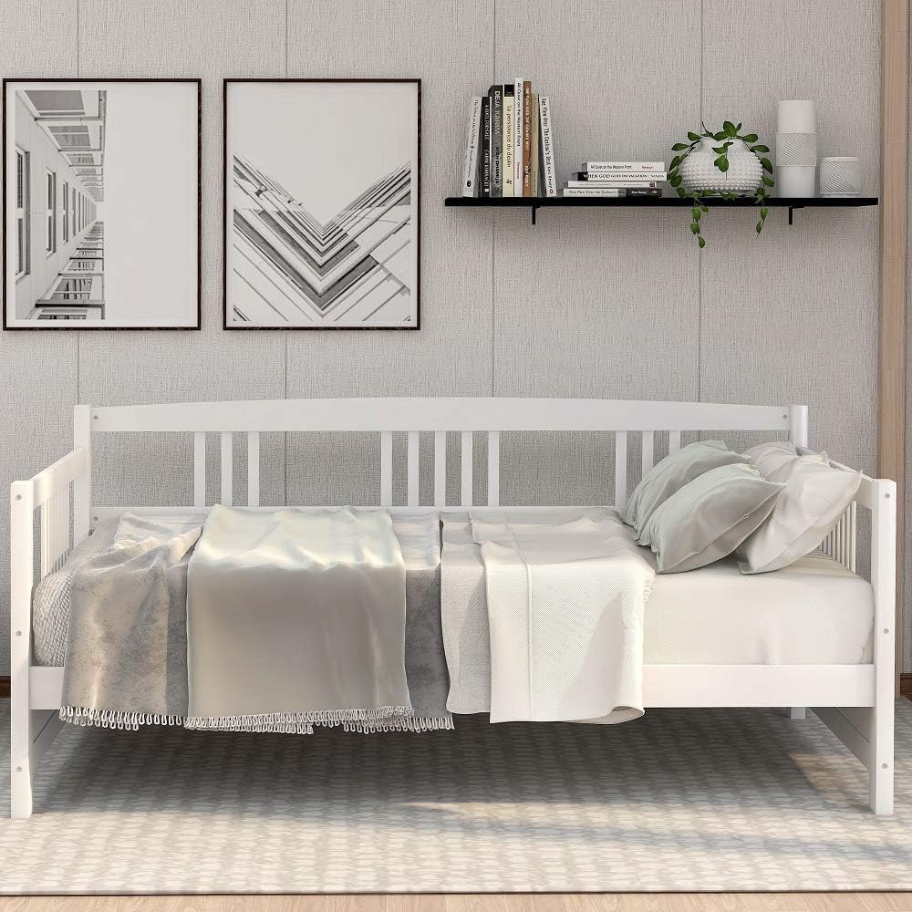 Harper & Bright Designs Twin Daybed Frame, Solid Wood Daybed Frame,No Box Spring Needed, White Daybed